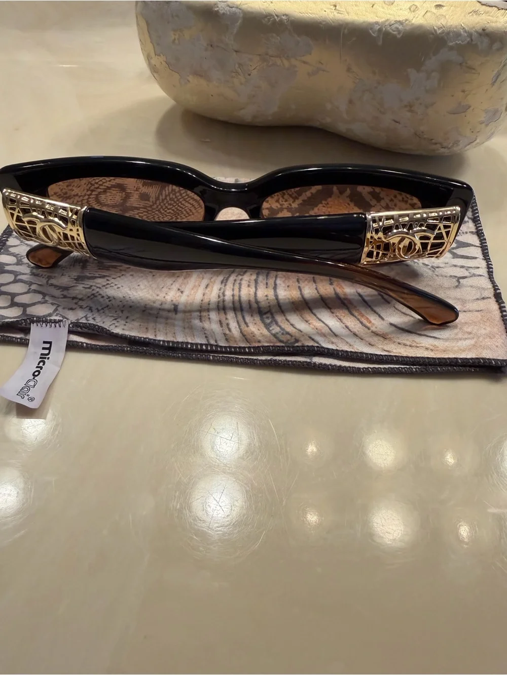 CHANEL Brown Rectangular Women's Sunglasses